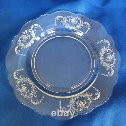 Antique Etched Crystal Wine Sherry Sherbet Water Glasses Stemware Small Plates