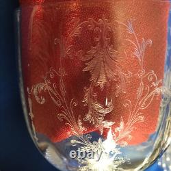 Antique Etched Crystal Wine Sherry Sherbet Water Glasses Stemware Small Plates