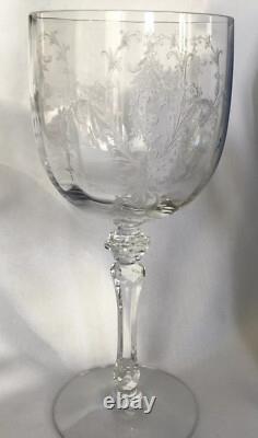 Antique Etched Crystal Wine Sherry Sherbet Water Glasses Stemware Small Plates