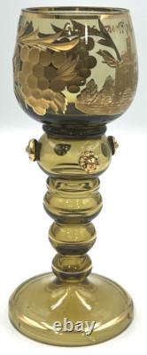 Antique German Roemer Cochem Mosel Hock Wine Goblet Gold Gilded Prunts Bingen Rh