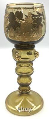 Antique German Roemer Cochem Mosel Hock Wine Goblet Gold Gilded Prunts Bingen Rh