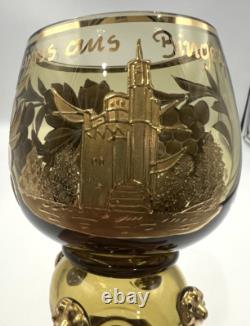Antique German Roemer Cochem Mosel Hock Wine Goblet Gold Gilded Prunts Bingen Rh
