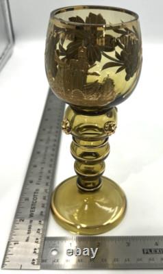 Antique German Roemer Cochem Mosel Hock Wine Goblet Gold Gilded Prunts Bingen Rh
