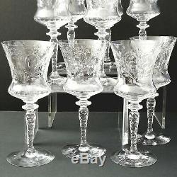 Antique NEWTON CRYSTAL CO KING 8 WATER GOBLETS Wine Glasses CUT 2 Lots of 4 VTG