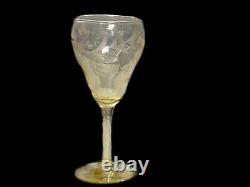 Antique RARE Lancaster Yellow Topaz Lily Pattern Set Of 6 Tulip Wine Glasses