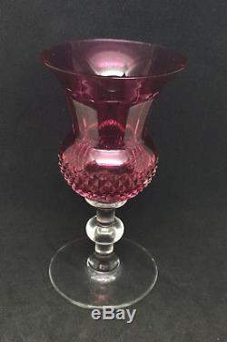 Antique Scottish Edinburgh Cranberry Cut Glass Thistle Water Wine Glass Stem