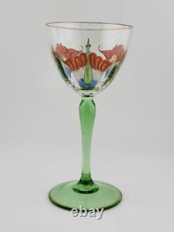 Antique Set Of 3 Theresienthal Art Nouveau Art Glass Wine Glass 6. Circa 1920's