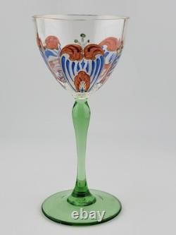 Antique Set Of 3 Theresienthal Art Nouveau Art Glass Wine Glass 6. Circa 1920's