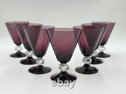 Antique Set Of 7 MID Century Mod Bryce Wilmington Amethyst 5 1/2 Wine Glasses