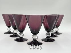 Antique Set Of 7 MID Century Mod Bryce Wilmington Amethyst 5 1/2 Wine Glasses