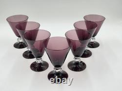Antique Set Of 7 MID Century Mod Bryce Wilmington Amethyst 5 1/2 Wine Glasses