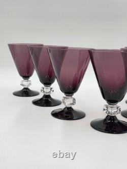 Antique Set Of 7 MID Century Mod Bryce Wilmington Amethyst 5 1/2 Wine Glasses