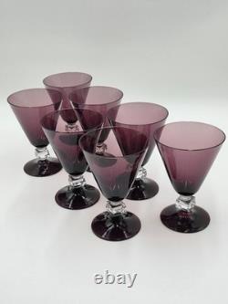 Antique Set Of 7 MID Century Mod Bryce Wilmington Amethyst 5 1/2 Wine Glasses
