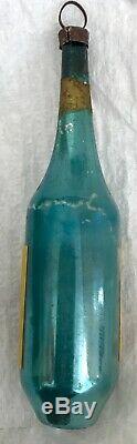 Antique Vintage Blue MALAGA Wine Bottle Glass German Figural Christmas Ornament
