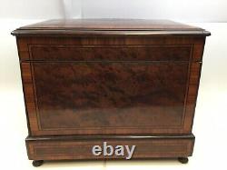 Antique Vintage Cellarette Mahogany Wood Wine Bar Case Set with Glasses