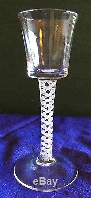 Antique Vintage Georgian 18th c. Wine Glass with Opaque Double Spiral Gauze Twist
