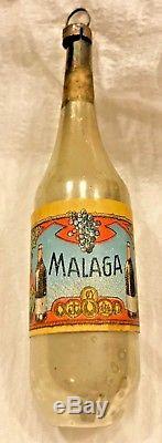 Antique Vintage Gold MALAGA Wine Bottle Glass German Figural Christmas Ornament