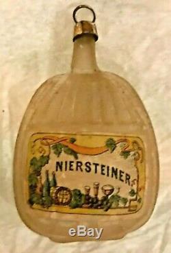 Antique Vintage Niersteiner Wine Bottle Glass German Figural Christmas Ornament