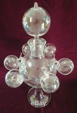 Antique Vtg Italian Blown Glass Dispenser Samovar Tea Wine Set, Bimini Salviati