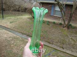 Antique Vtg UV Glow Vaseline Uranium Tiffin Watermelon Wine Glass Vase Set Rare