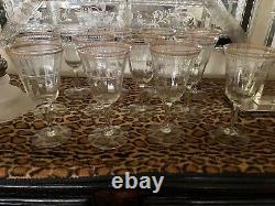 Antique crystal glasses lot 12 clear, etched & gold almost 6 3/4 unbranded Deco