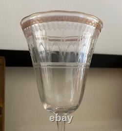 Antique crystal glasses lot 12 clear, etched & gold almost 6 3/4 unbranded Deco