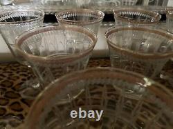 Antique crystal glasses lot 12 clear, etched & gold almost 6 3/4 unbranded Deco