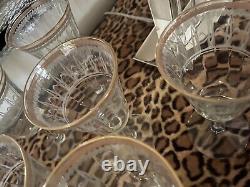 Antique crystal glasses lot 12 clear, etched & gold almost 6 3/4 unbranded Deco