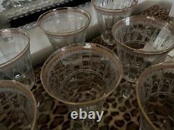 Antique crystal glasses lot 12 clear, etched & gold almost 6 3/4 unbranded Deco