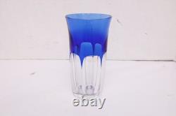 Assorted SET 5 BOHEMIAN CZECH CUT TO CLEAR CRYSTAL Wine GLASSES COBALT BLUE