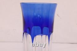 Assorted SET 5 BOHEMIAN CZECH CUT TO CLEAR CRYSTAL Wine GLASSES COBALT BLUE
