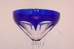 Assorted SET 5 BOHEMIAN CZECH CUT TO CLEAR CRYSTAL Wine GLASSES COBALT BLUE