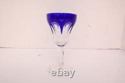 Assorted SET 5 BOHEMIAN CZECH CUT TO CLEAR CRYSTAL Wine GLASSES COBALT BLUE