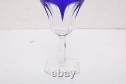 Assorted SET 5 BOHEMIAN CZECH CUT TO CLEAR CRYSTAL Wine GLASSES COBALT BLUE