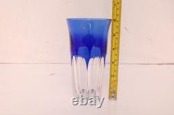 Assorted SET 5 BOHEMIAN CZECH CUT TO CLEAR CRYSTAL Wine GLASSES COBALT BLUE