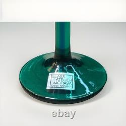 Atelier Morava Czech Bohemia Glass Set Of 5 Colorful Wine Goblets Hand Blown Vtg