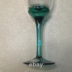 Atelier Morava Czech Bohemia Glass Set Of 5 Colorful Wine Goblets Hand Blown Vtg