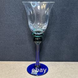 Atelier Morava Czech Bohemia Glass Set Of 5 Colorful Wine Goblets Hand Blown Vtg