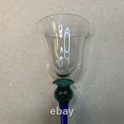 Atelier Morava Czech Bohemia Glass Set Of 5 Colorful Wine Goblets Hand Blown Vtg