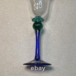 Atelier Morava Czech Bohemia Glass Set Of 5 Colorful Wine Goblets Hand Blown Vtg