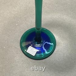 Atelier Morava Czech Bohemia Glass Set Of 5 Colorful Wine Goblets Hand Blown Vtg