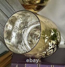 Atrland Brocade Gold Wine Glasses Vintage Baroque Styled Mirrored Inside 6 pc