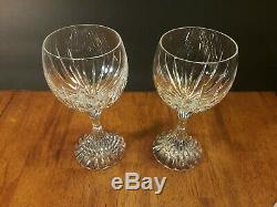BACCARAT CRYSTAL Massena Tall Water/Wine Glasses/Goblets 7.5 SET/2 FRANCE VTG