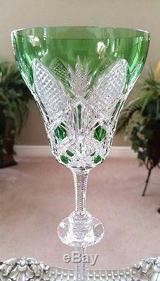 BACCARAT Vintage CZAR TSAR 14 Tall Green Cut to Clear Crystal Wine Water Goblet