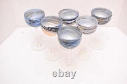 BEAUTIFUL RARE SET of 6 STEVEN MASLACH STUDIO ART GLASS WINE GLASSES GOBLETS