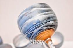 BEAUTIFUL RARE SET of 6 STEVEN MASLACH STUDIO ART GLASS WINE GLASSES GOBLETS