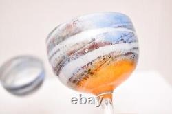 BEAUTIFUL RARE SET of 6 STEVEN MASLACH STUDIO ART GLASS WINE GLASSES GOBLETS