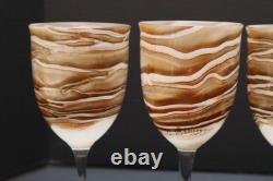 BEAUTIFUL RARE SET of 6 STEVEN MASLACH STUDIO ART GLASS WINE GLASSES GOBLETS
