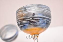 BEAUTIFUL RARE SET of 6 STEVEN MASLACH STUDIO ART GLASS WINE GLASSES GOBLETS