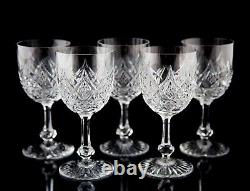 Baccarat Colbert Claret Wine Glasses Set of 5 Vintage Crystal France Signed